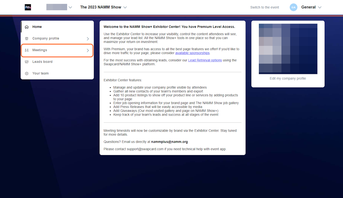 Select 'Meetings' on the left side menu